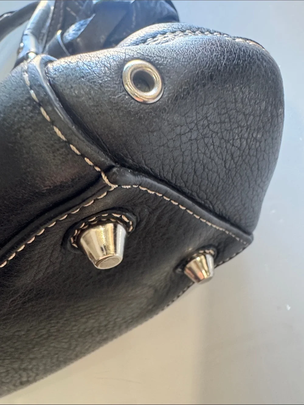Coach Hampton Carryall Black Leather Shoulder Bag with Braided Horsebit detail